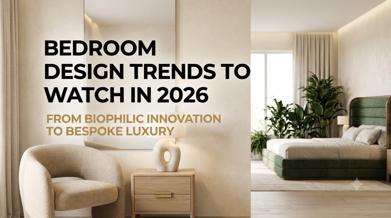 Bedroom design trends 2026 with luxury upholstered bed frame