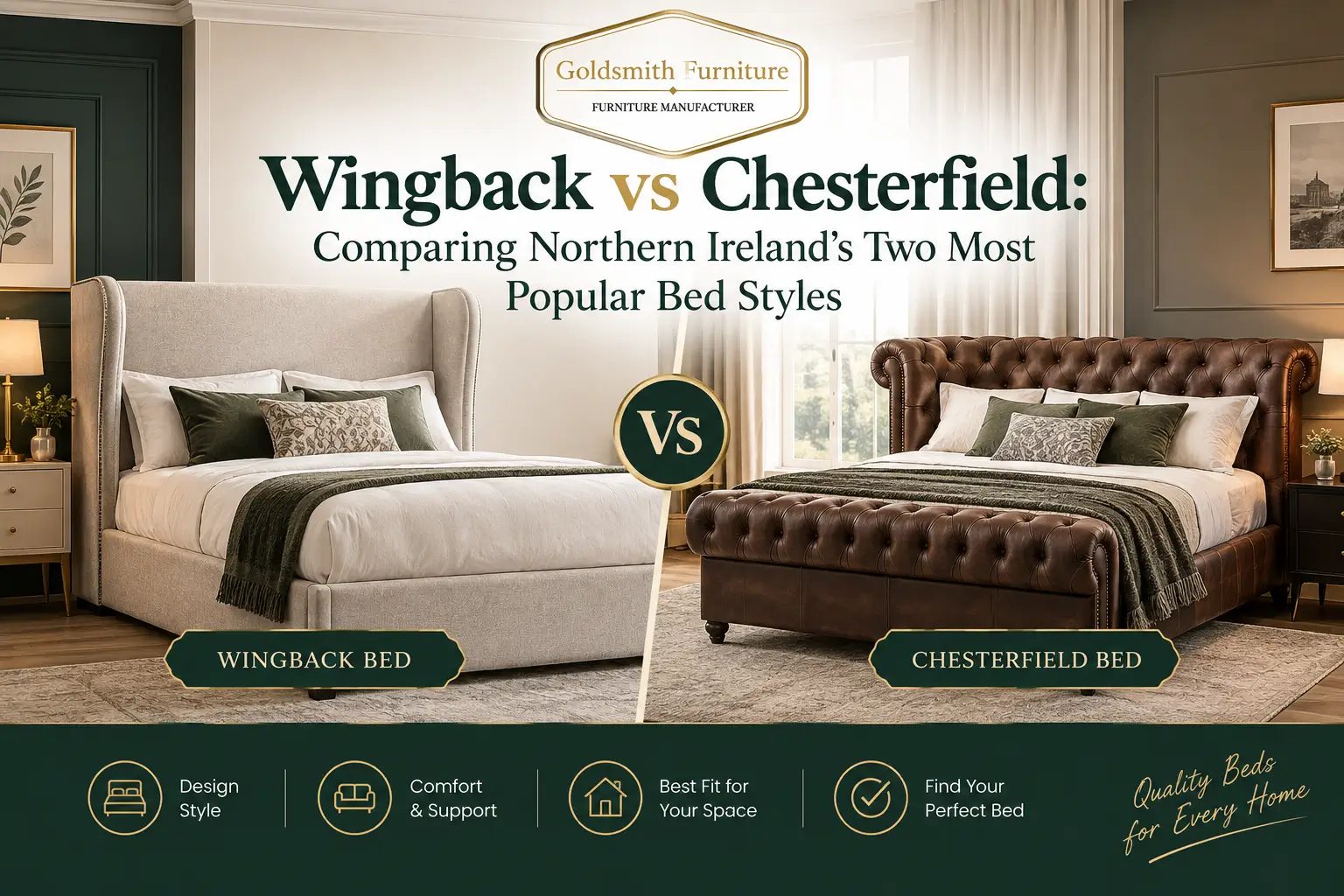 Wingback bed vs Chesterfield bed