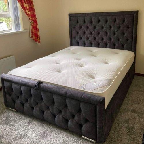 5ft Vivienne slate Naples  Gas lift storage bedframe only - Image 1