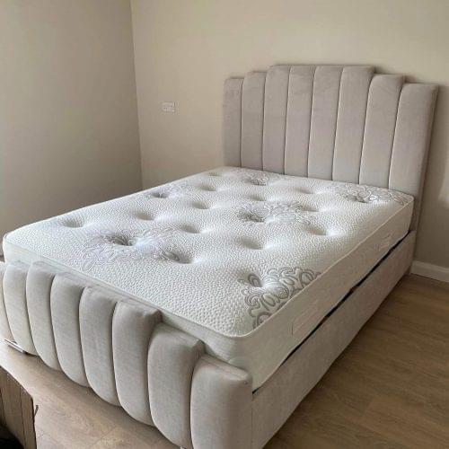 4ft 6 double cream Naples royal art bed frame only - Image 1